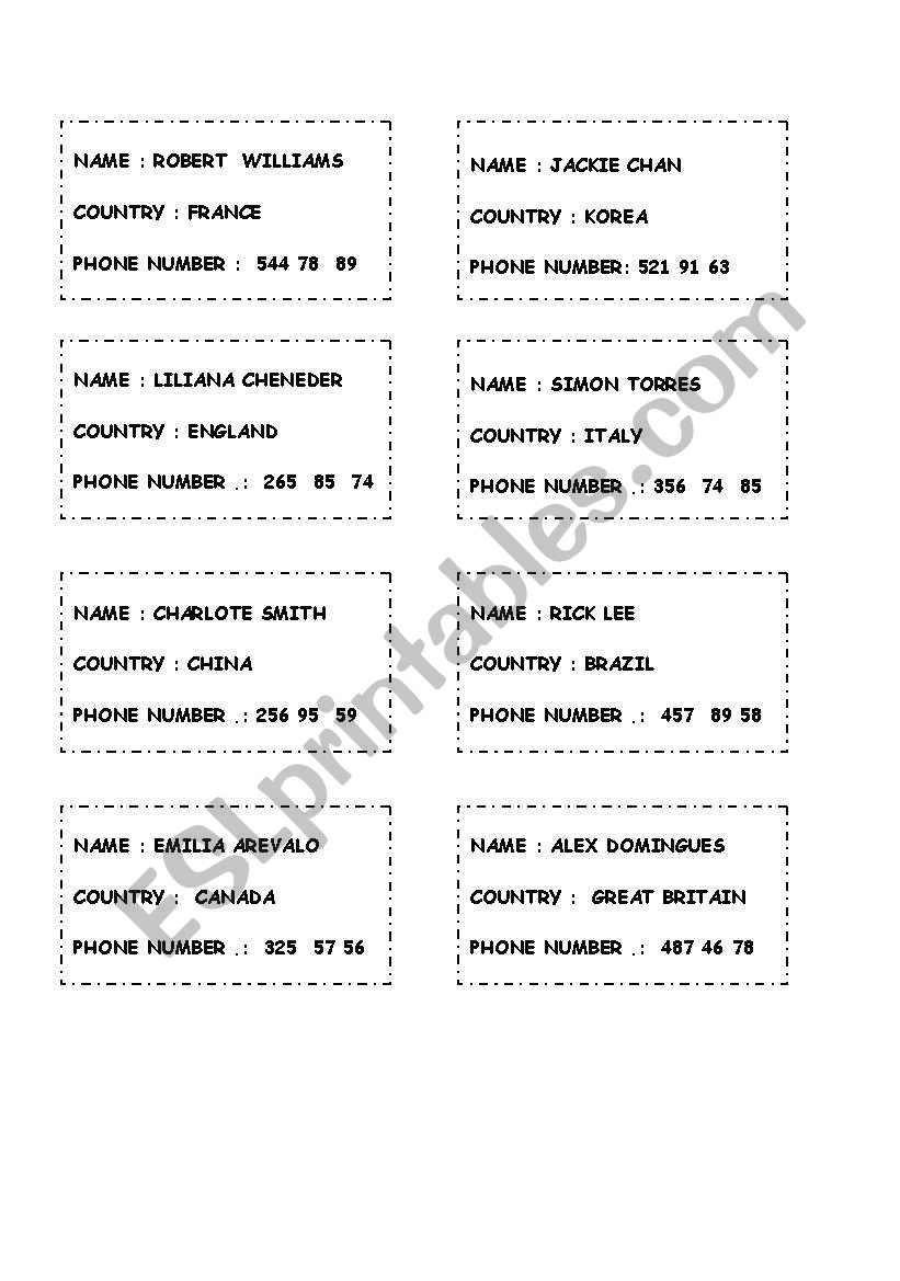 what`s your ______________?  worksheet